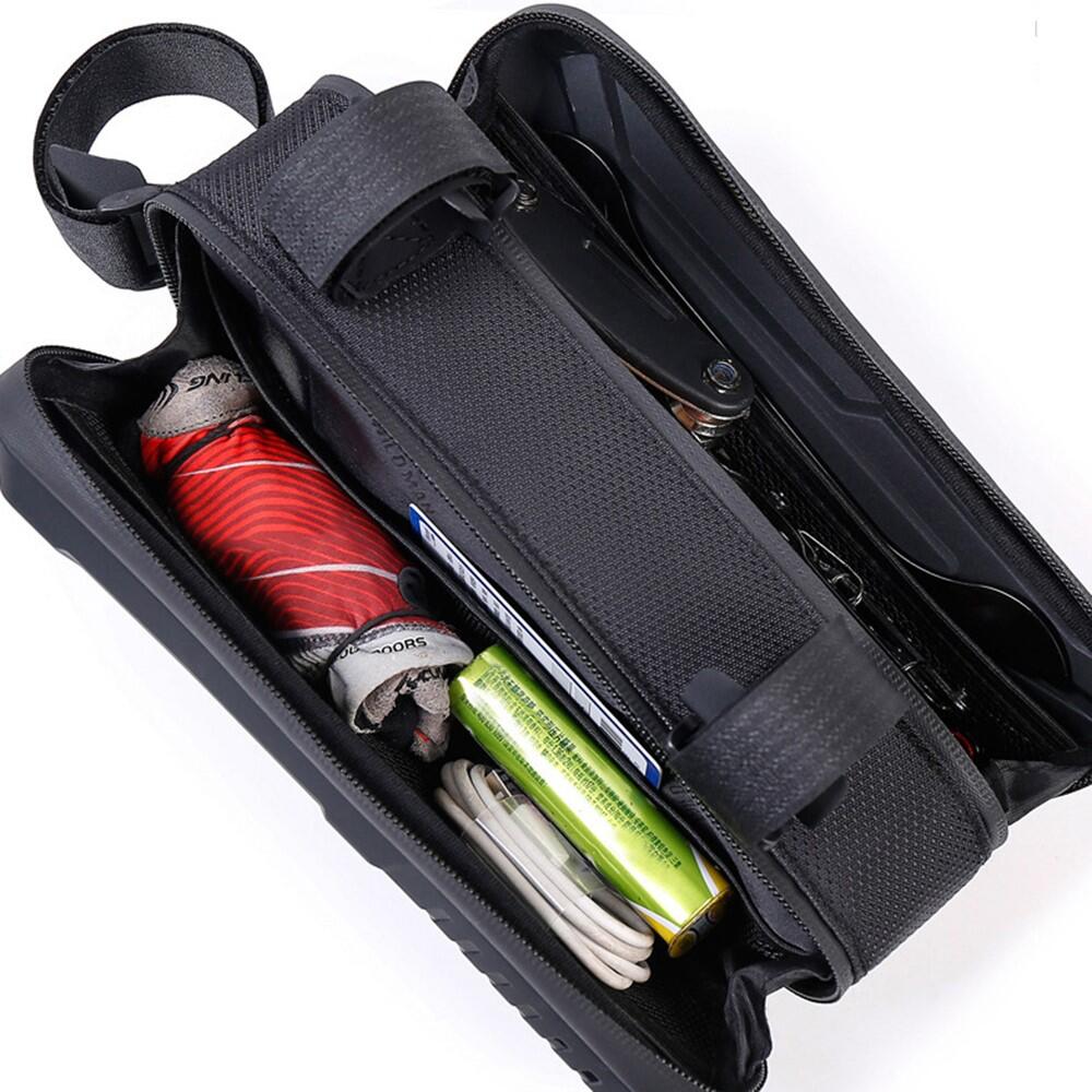 Sacoche de cadre vélo 1L PU+EVA+TPU pour téléphone et outils 5/7