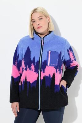 Damen Fleecejacke Berge Stehkragen 2-Wege-Zipper