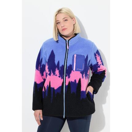 Damskie Kurtka z pluszowego polaru motyw gór stójka