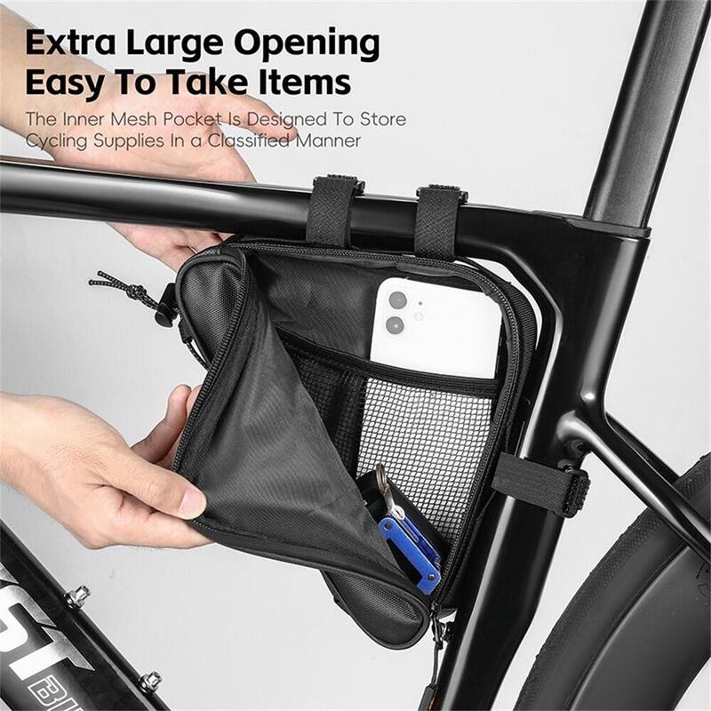 Sacoche De Cadre Triangulaire - VTT - Modèle 567 - Noir - Tissu Oxford - 43x37x28x9cm