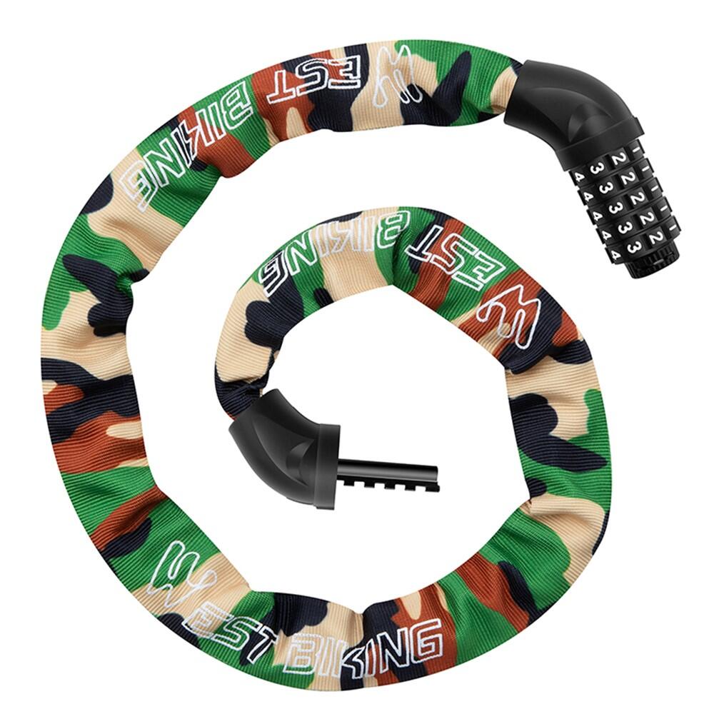 Combination 5-digit bike lock chain for mountain and road bikes