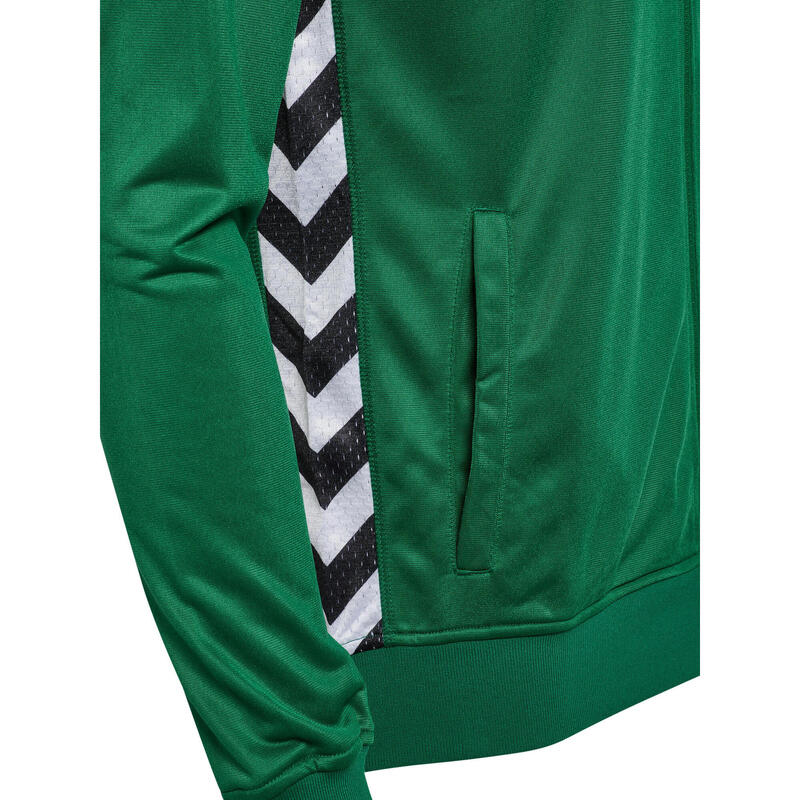 Trening verde HUMMEL PLAYFUL, jachetă cu fermoar și pantaloni cu talie elastică.