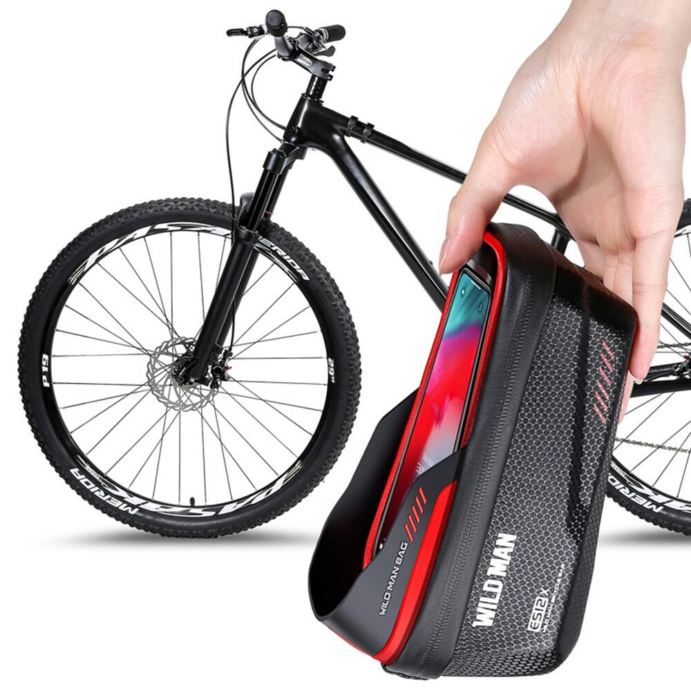 Saco dianteiro tubo bicicleta 1L impermeável EVA+PU com ecrã TPU 3/7