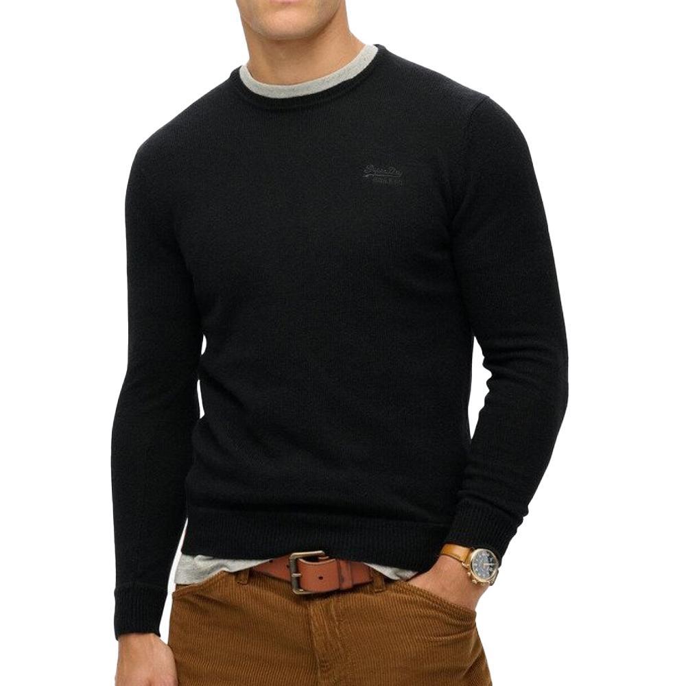 Superdry - Pull Noir Homme Superdry Essential Slim Fit Crew Jumper - Pull - Noir - Decathlon