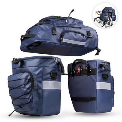 Achtertas fiets 65l 3-in-1 bagagedrager, zadeltas en rugzak