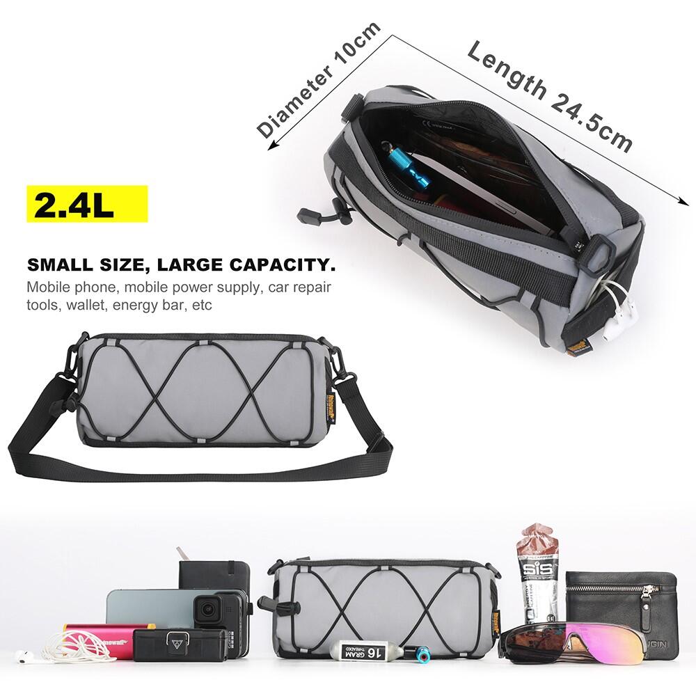 Borsa manubrio bici poliestere+PU riflettente con tracolla 7/7