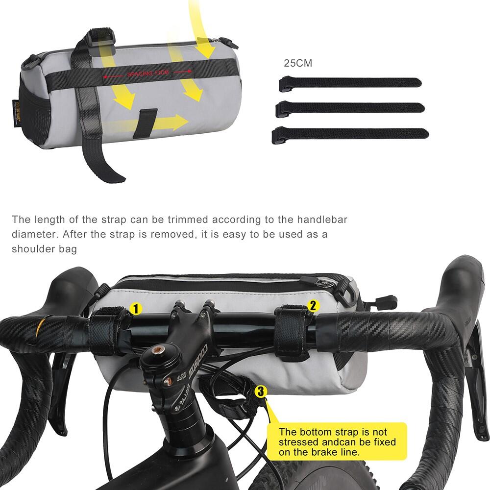 Borsa manubrio bici poliestere+PU riflettente con tracolla 5/7