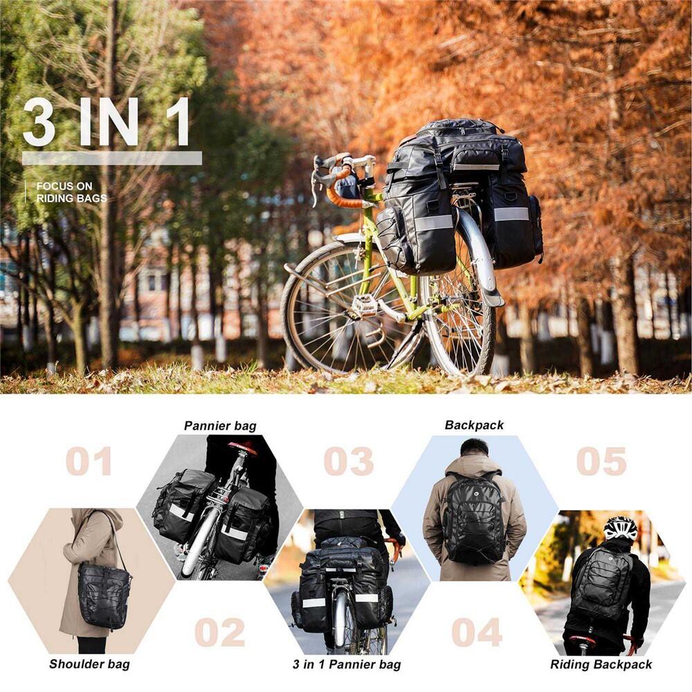 Borsa posteriore bici 65L 3-in-1 portapacchi, sella e zaino