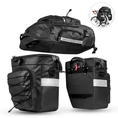 Achtertas fiets 65l 3-in-1 bagagedrager, zadeltas en rugzak