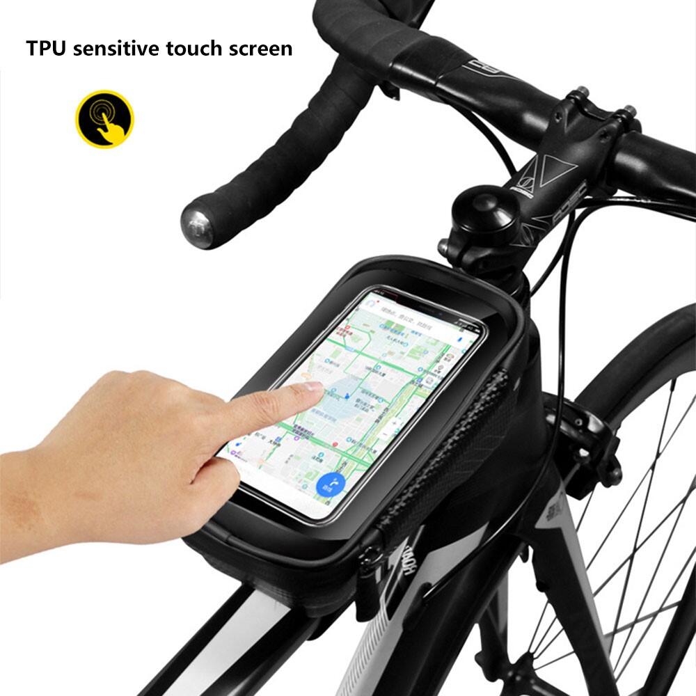 Borsa anteriore tubo bici impermeabile EVA+PU con finestra touch 2/7