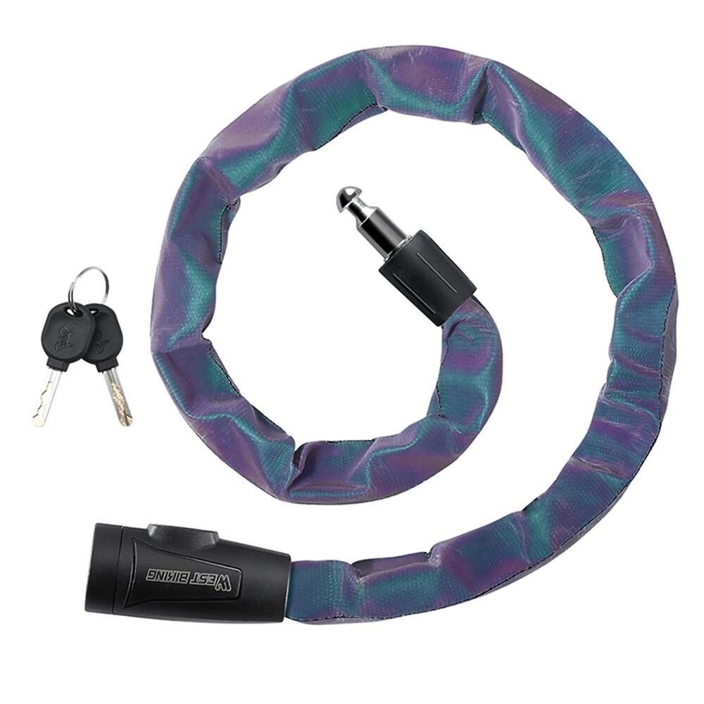 Catena bici riflettente portatile con 2 chiavi 2/7