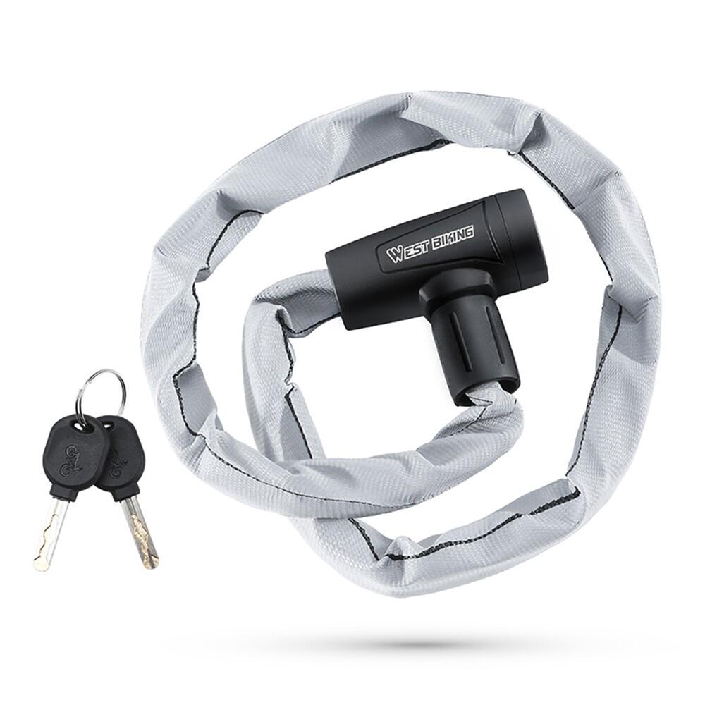 WEST BIKING Portable Reflective Chain Bike Lock with 2 Keys