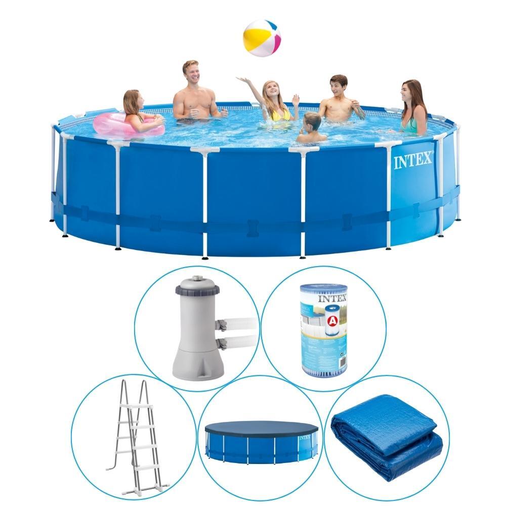 Intex - Intex - Metal Frame - Piscine - 457x122 Cm - Ronde - Piscine Intérieure - Piscine - Blanc|bleu - Taille Unique - Decathlon