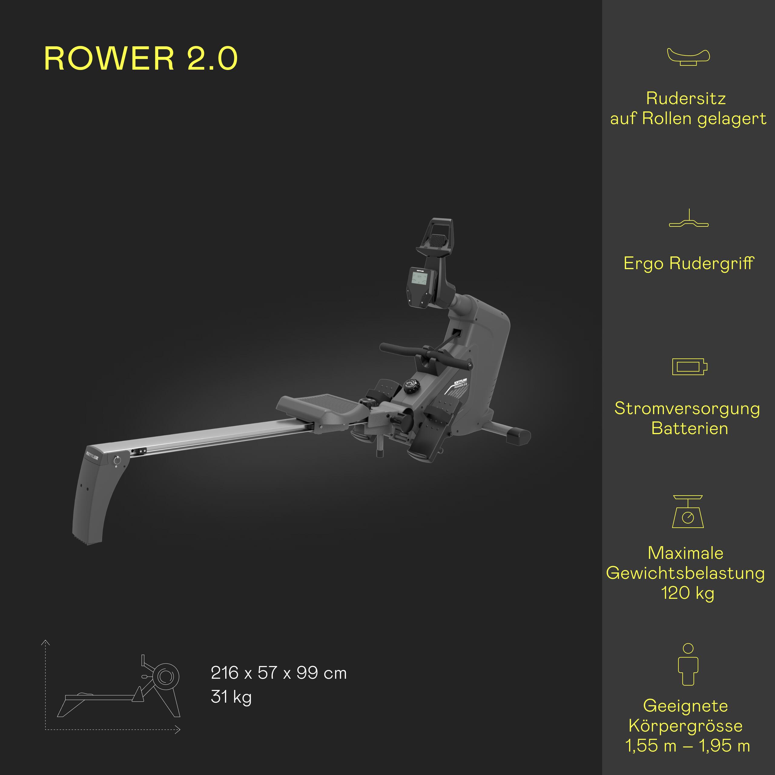 Rudergerät - Rower 2.0 - 8 Widerstandsstufen - max. Benutzergewicht: 120kg 5/7