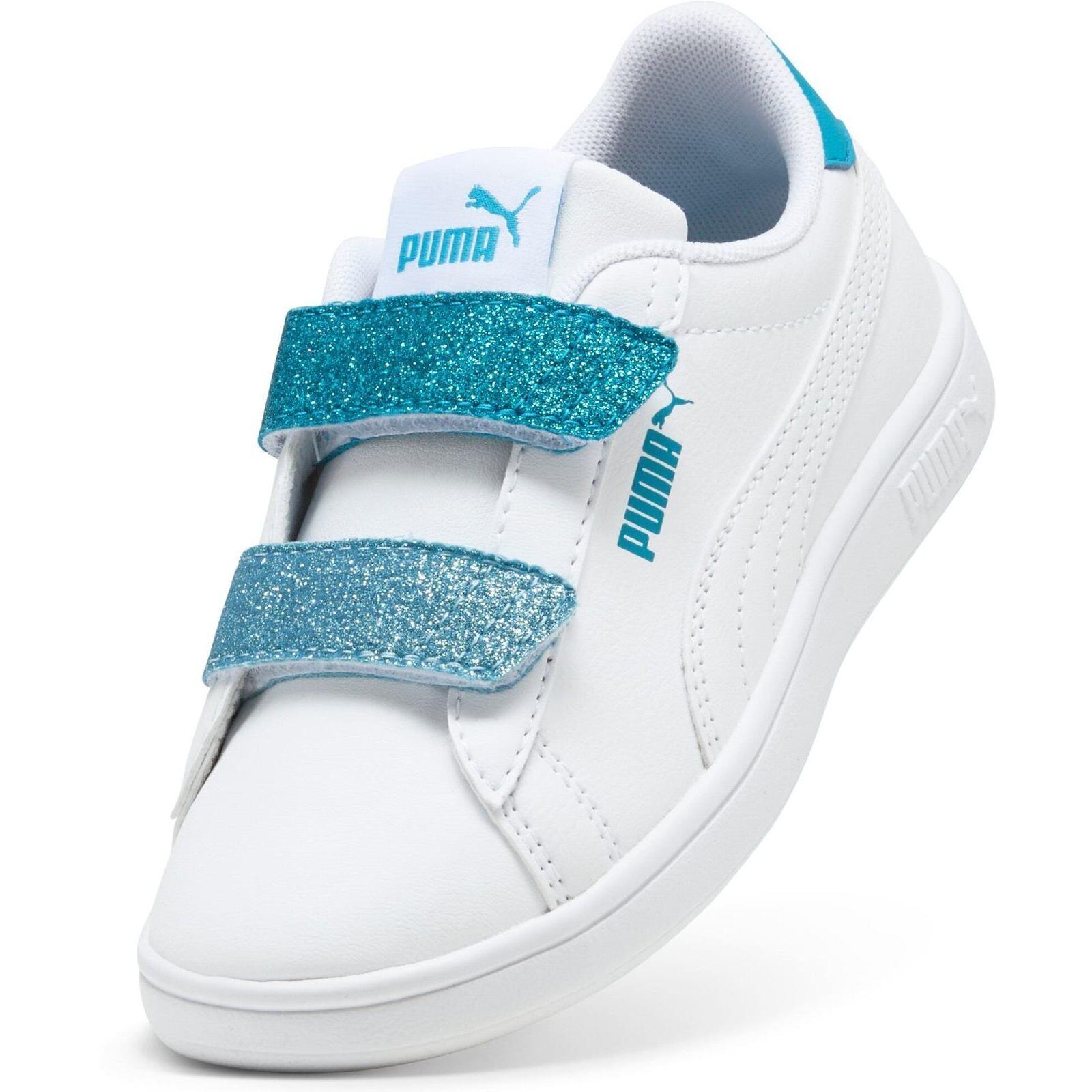 Calçado Puma Smash 3.0 L Glitter Velcro V Ps Pum, Branco, Crianças 4/5