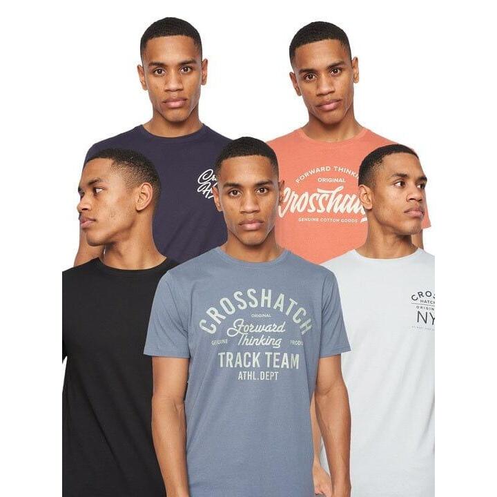 Crosshatch Mens Brandax Assorted Designs T-Shirt (Pack of 5)