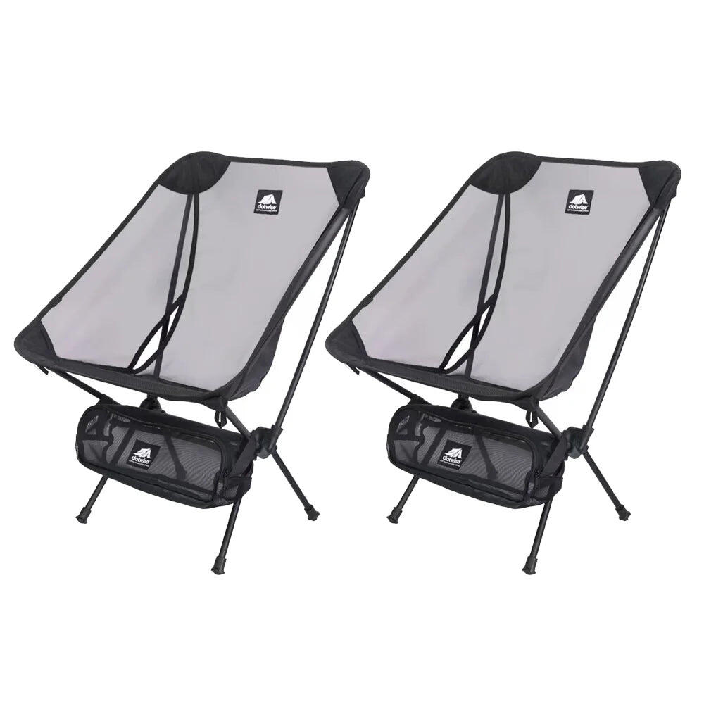 NNEOBA 2pcs Outdoor Folding Moon Chairs Black
