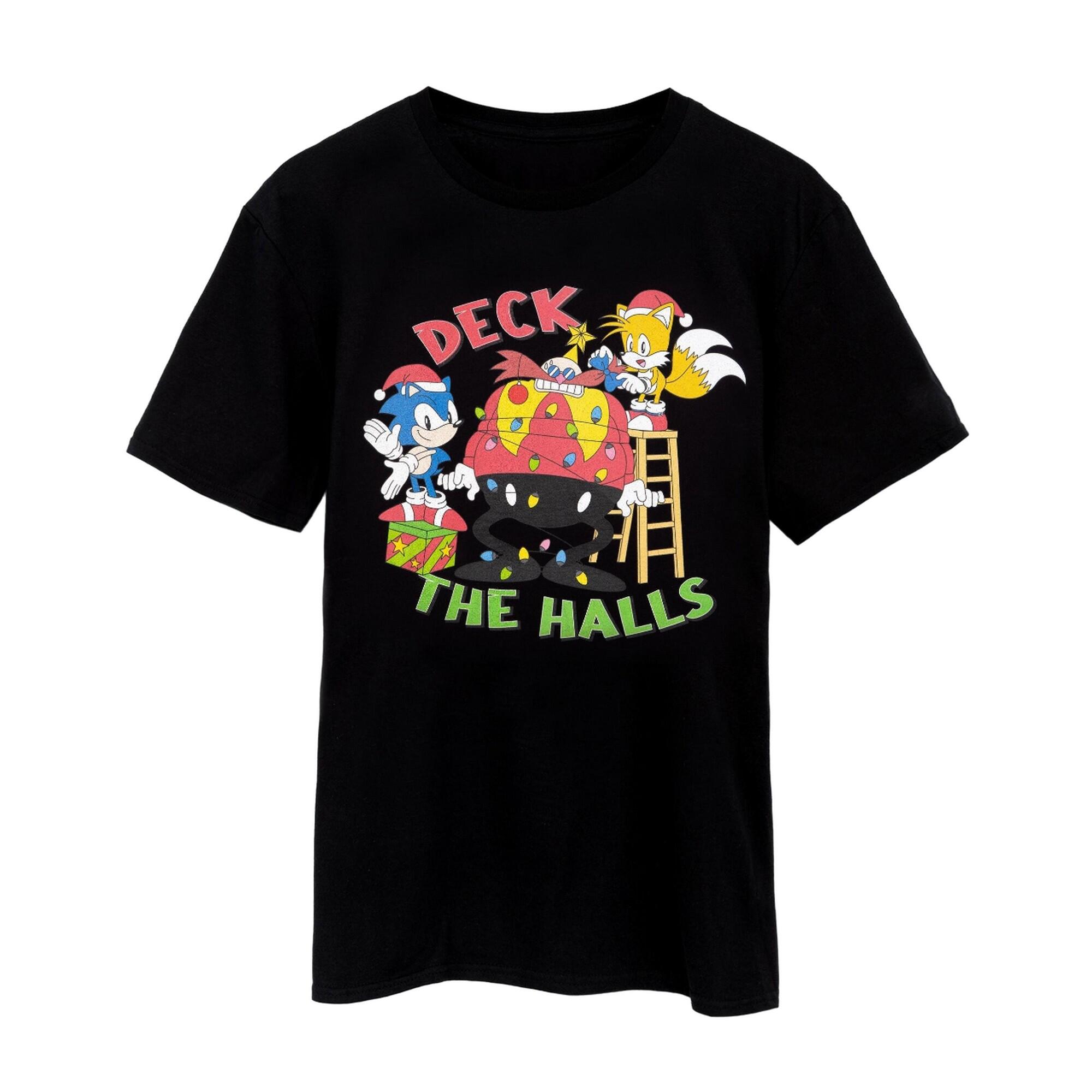 Sonic The Hedgehog Mens Deck The Halls Christmas T-Shirt