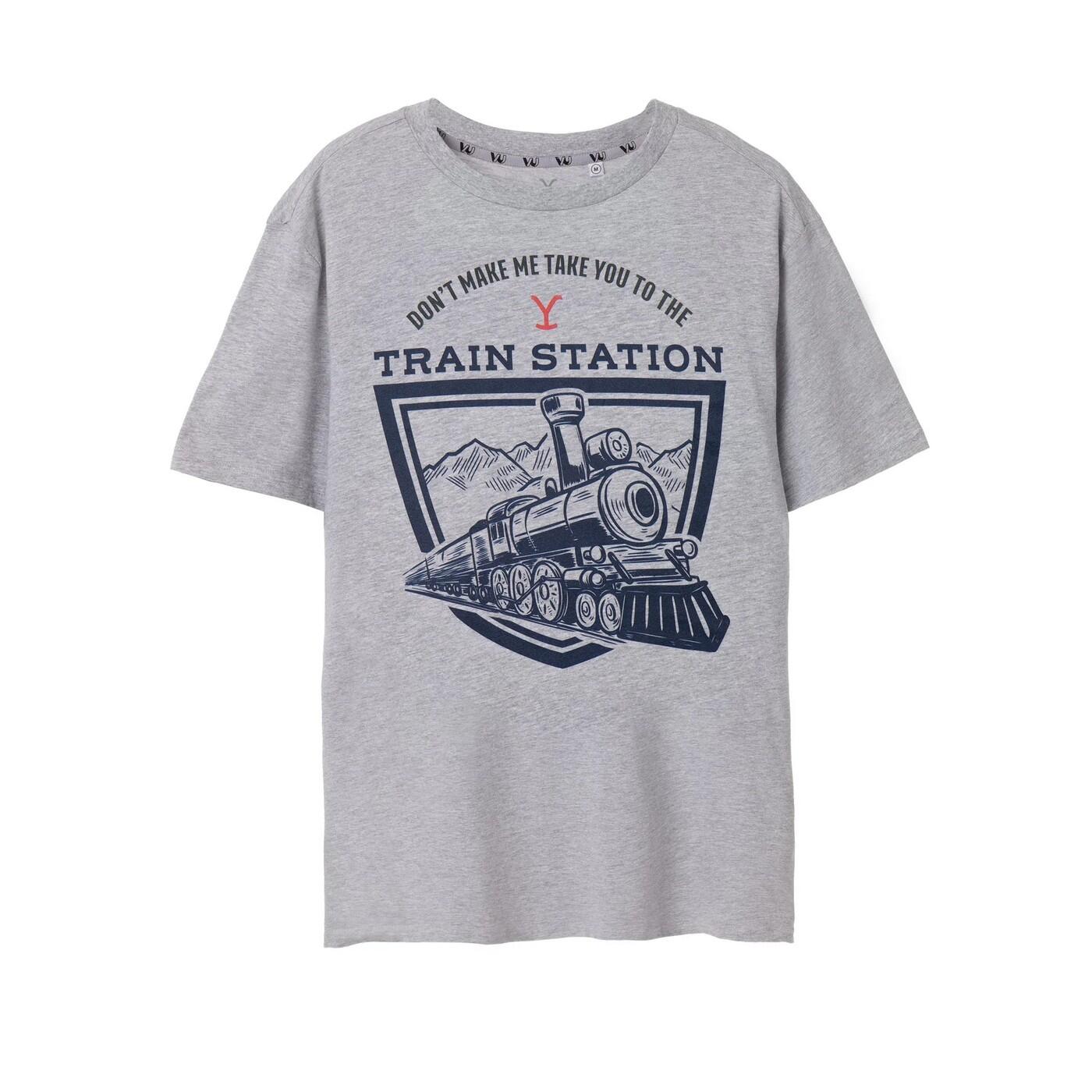 Yellowstone Mens Train Station Short-Sleeved T-Shirt