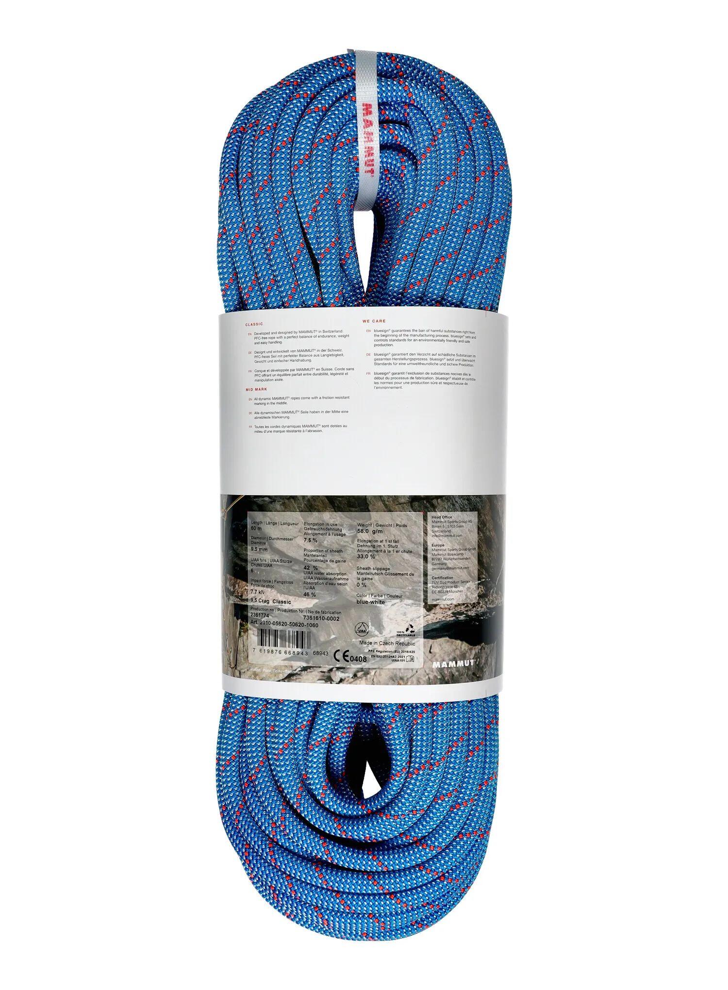 Corde à simple MAMMUT 9.5 Crag Classic bleu-blanc 3/6