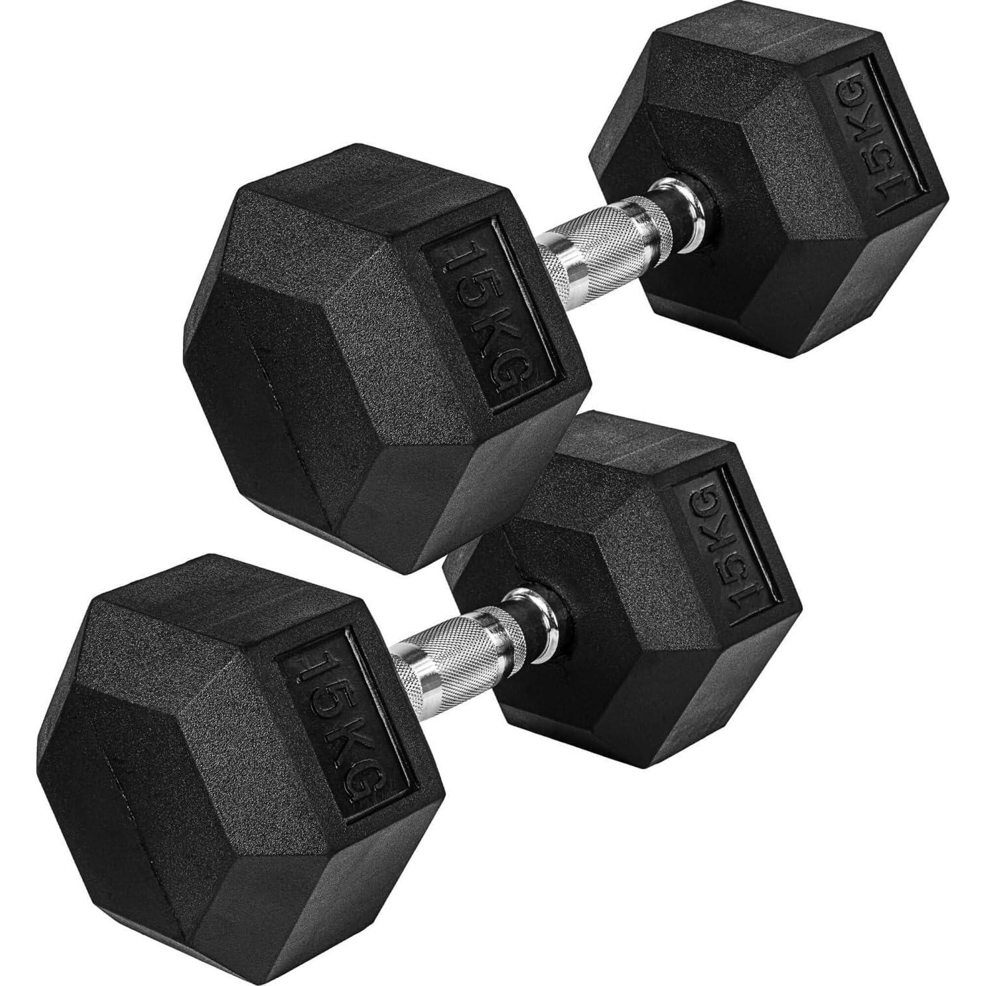Gorilla Sports - Haltères Hexagonaux 2x15kg - Kit Haltères - Noir - 15 Kg - Decathlon