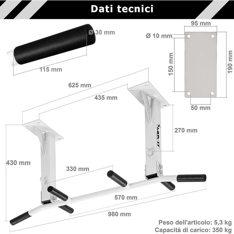 Bara de tractiuni profesionala MOVIT montare pe tavan neagra