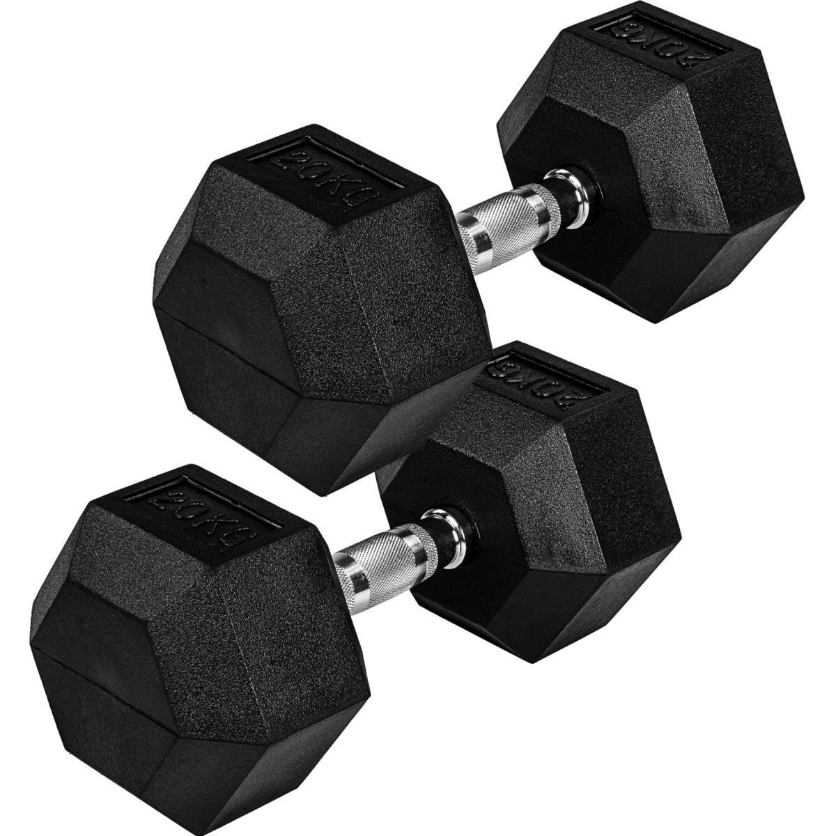 Gorilla Sports - Haltères Hexagonaux 2x20kg - Kit Haltères - Noir - 20 Kg - Decathlon