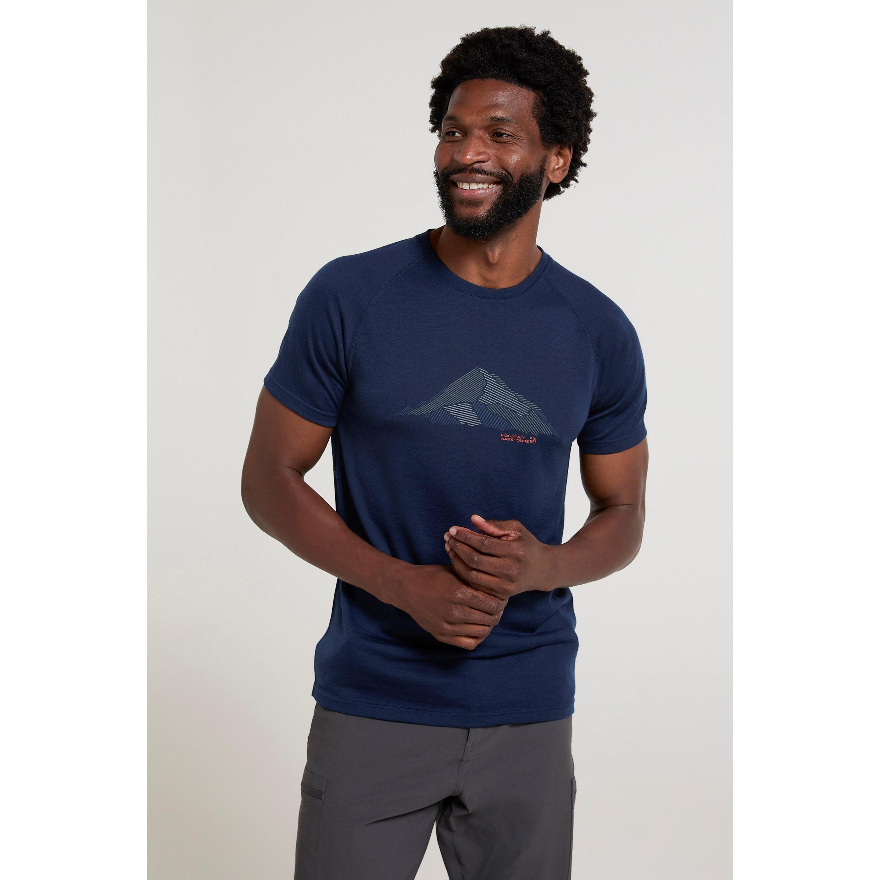 Mountain Warehouse Mens Quest Printed Merino Blend Thermal Top