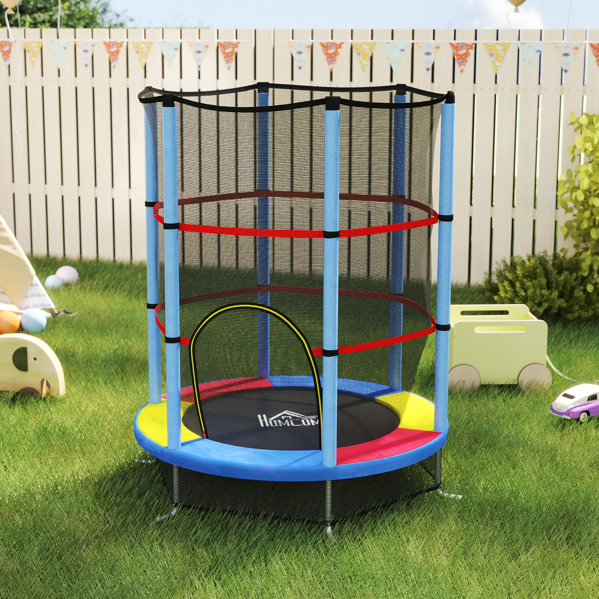 HOMCOM Tappeto Elastico per Bambini 3-6 Anni con 3 Ingressi Multicolore 2/7