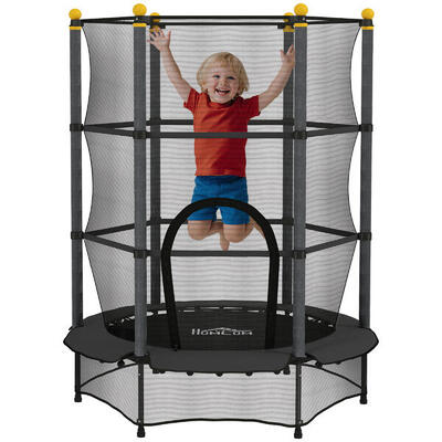 HOMCOM Tappeto Elastico per Bambini 3-10 Anni con Rete di Sicurezza Ø140 cm Blu