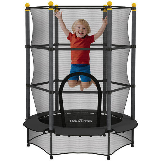 HOMCOM Tappeto Elastico per Bambini 3-10 Anni con Rete di Sicurezza Ø140 cm Blu
