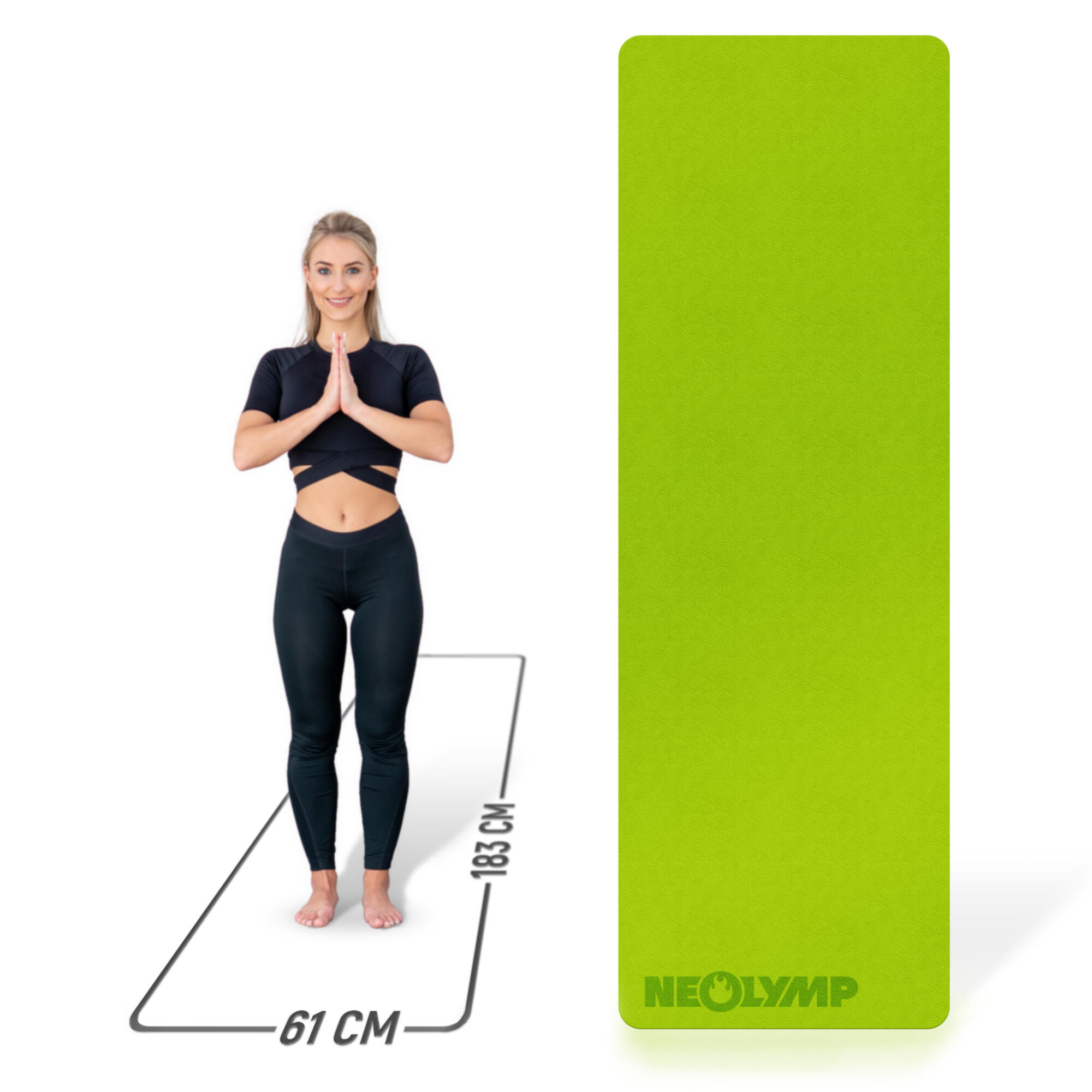 Yogamatte Lime – Rutschfeste Sportmatte, Pilattesmate mit Tragegurt 2/7