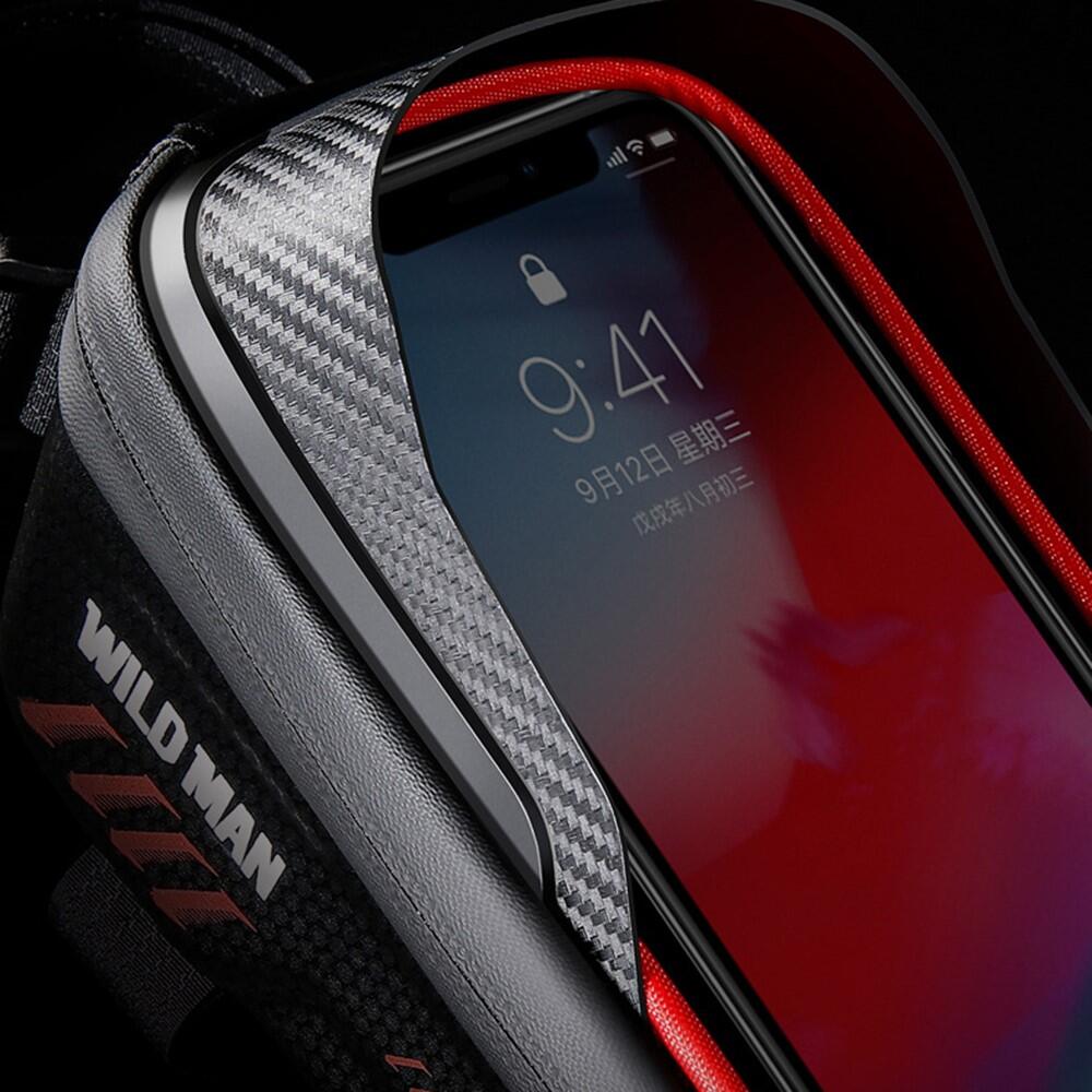 Saco quadro bicicleta 1L impermeável, dianteiro com bolso telemóvel 5/7