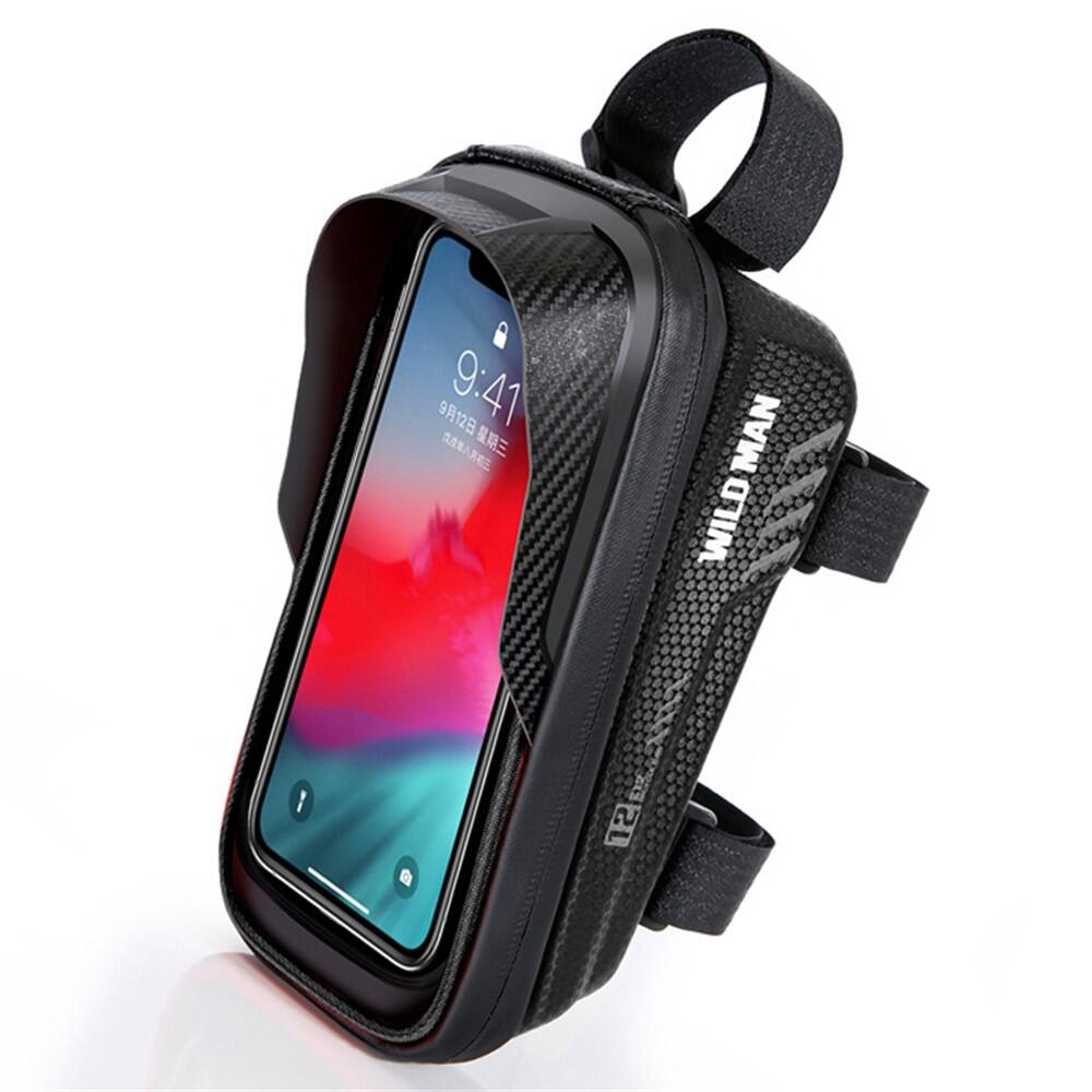 WILDMAN Saco quadro bicicleta 1L impermeável, dianteiro com bolso telemóvel