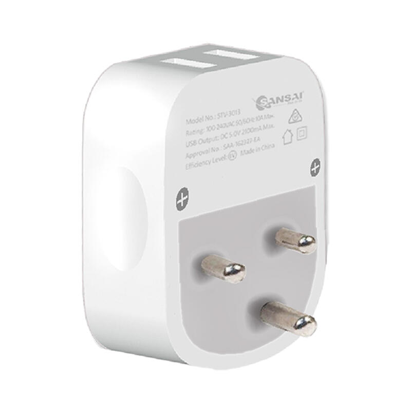 Sansai Travel Adaptor w/ 2 x USB Ports - AU/India Region