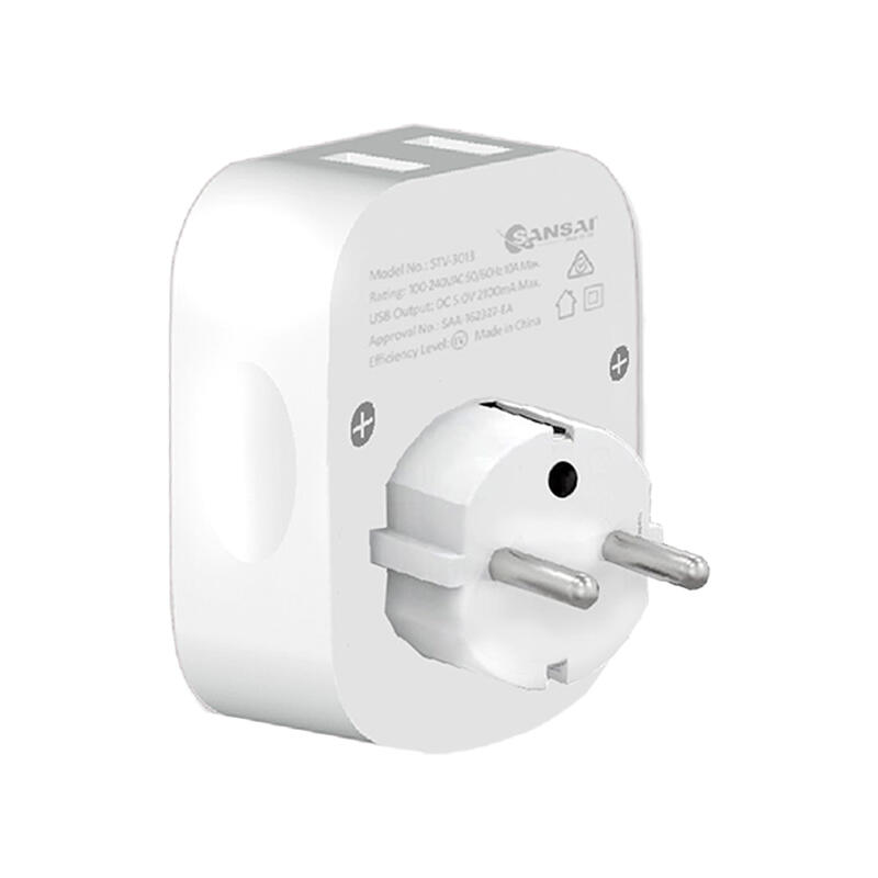 Sansai Travel Adaptor w/ 2 x USB Ports - AU/Europe Region