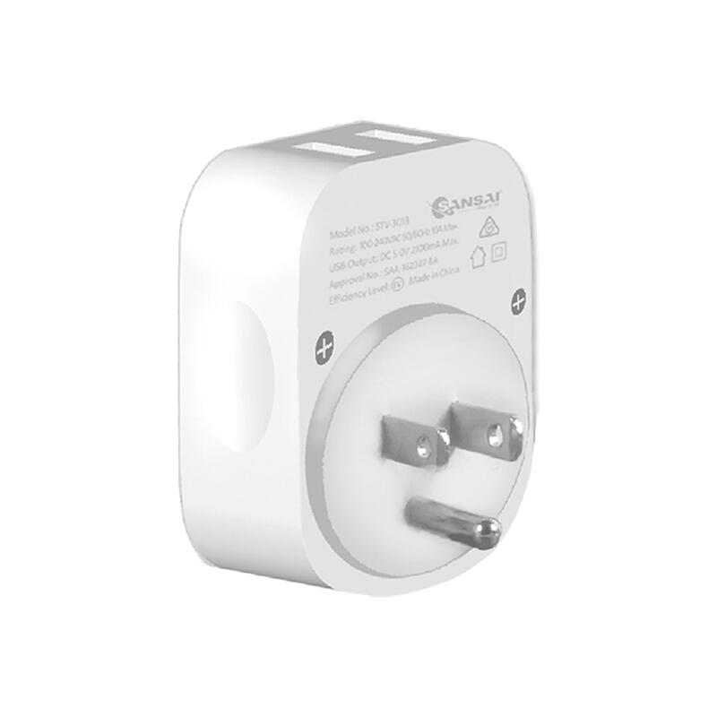 Sansai Travel Adaptor w/ 2 x USB Ports - AU/USA Region