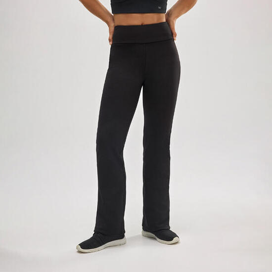 Legging évasé thermique en polaire noire style sport