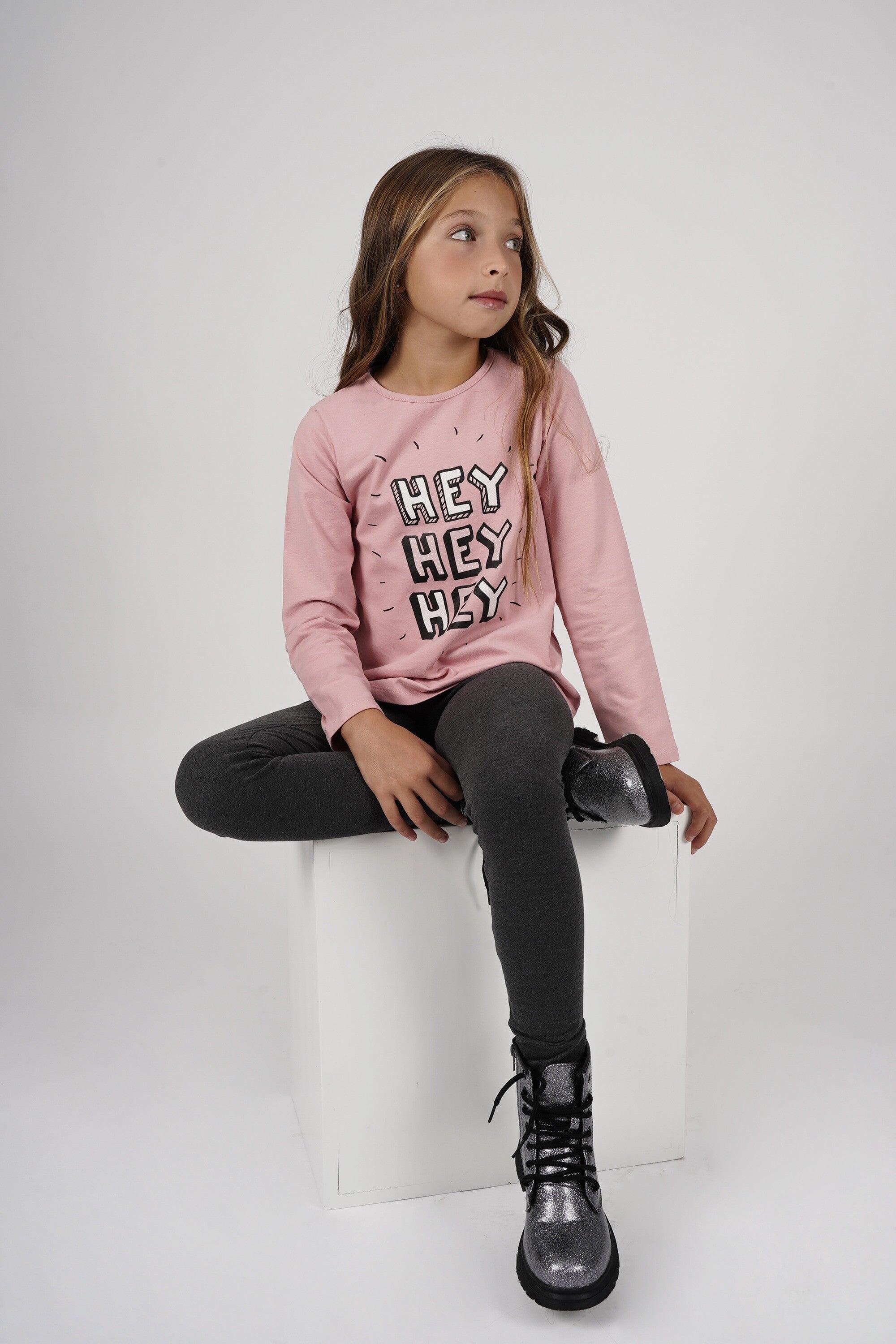 Leggings cinza-escuras para meninas | Cintura 3/4