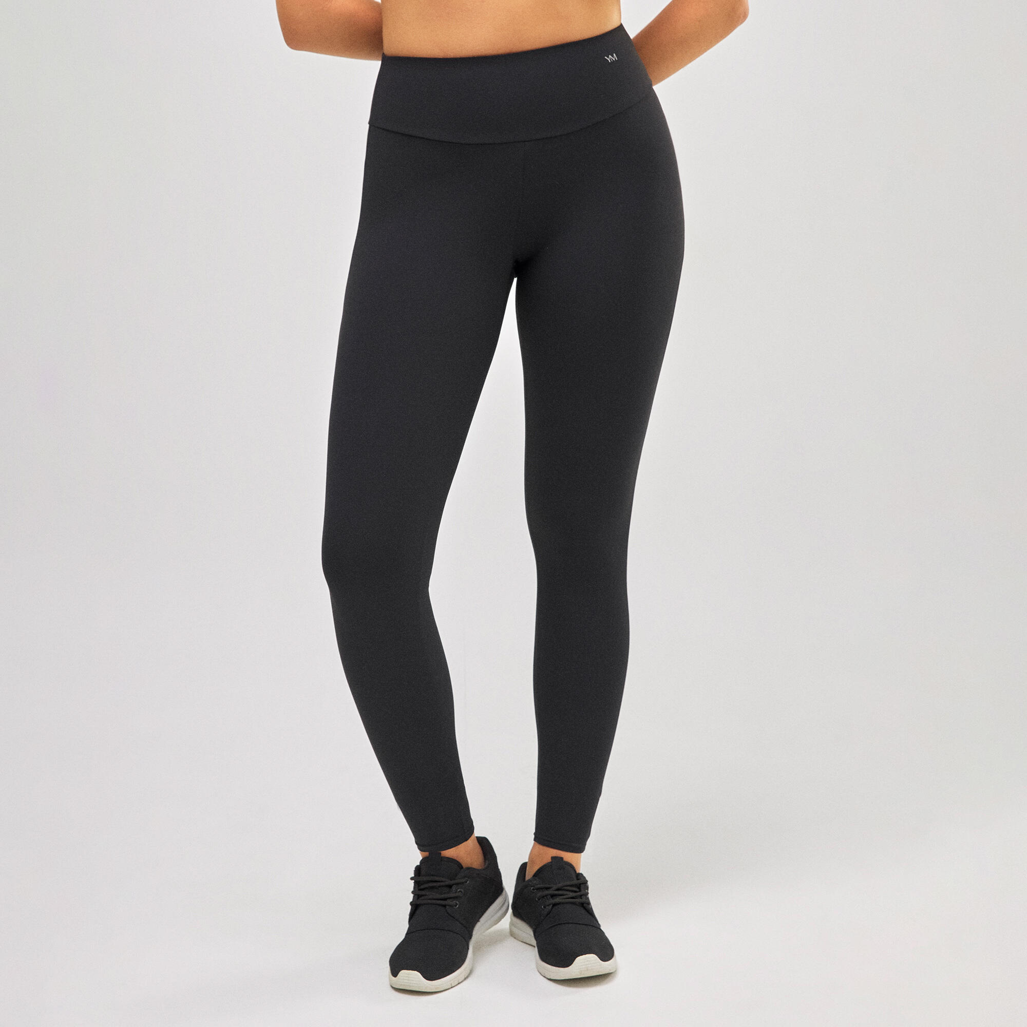 Legging de sport taille haute en coton noir 6/7