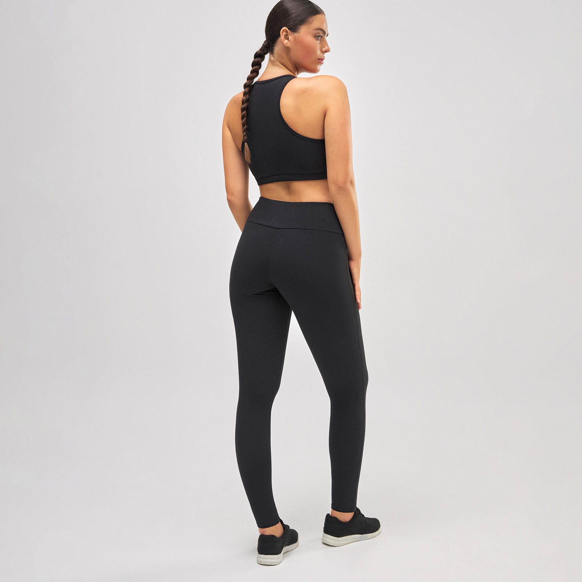 Legging de sport taille haute en coton noir 7/7