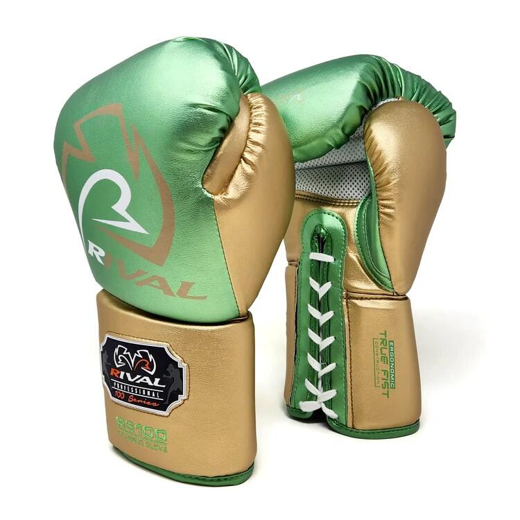 Rękawice bokserskie sparingowe Rival RS100 Zielono-Złote 16oz 2/3