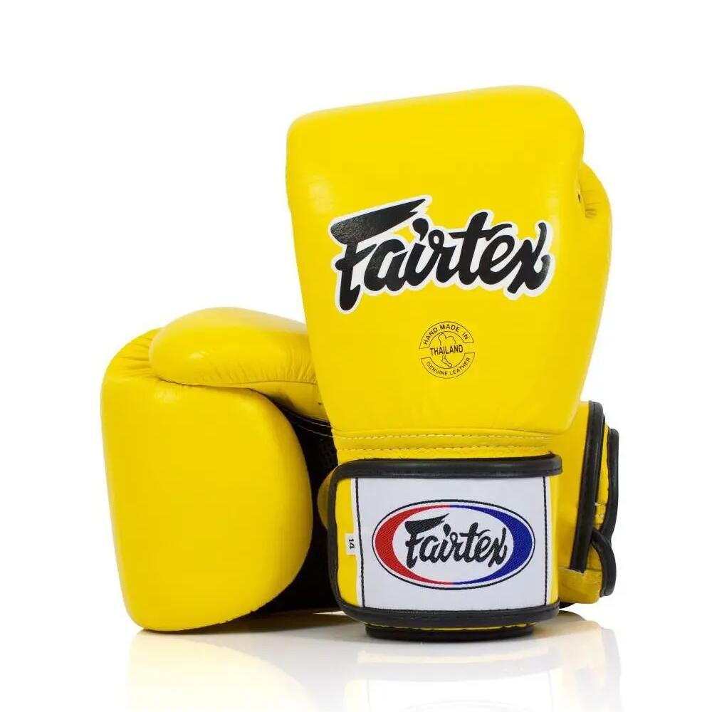 Fairtex Genuine Leather Boxing Gloves BGV1 Breathable Yellow 12oz