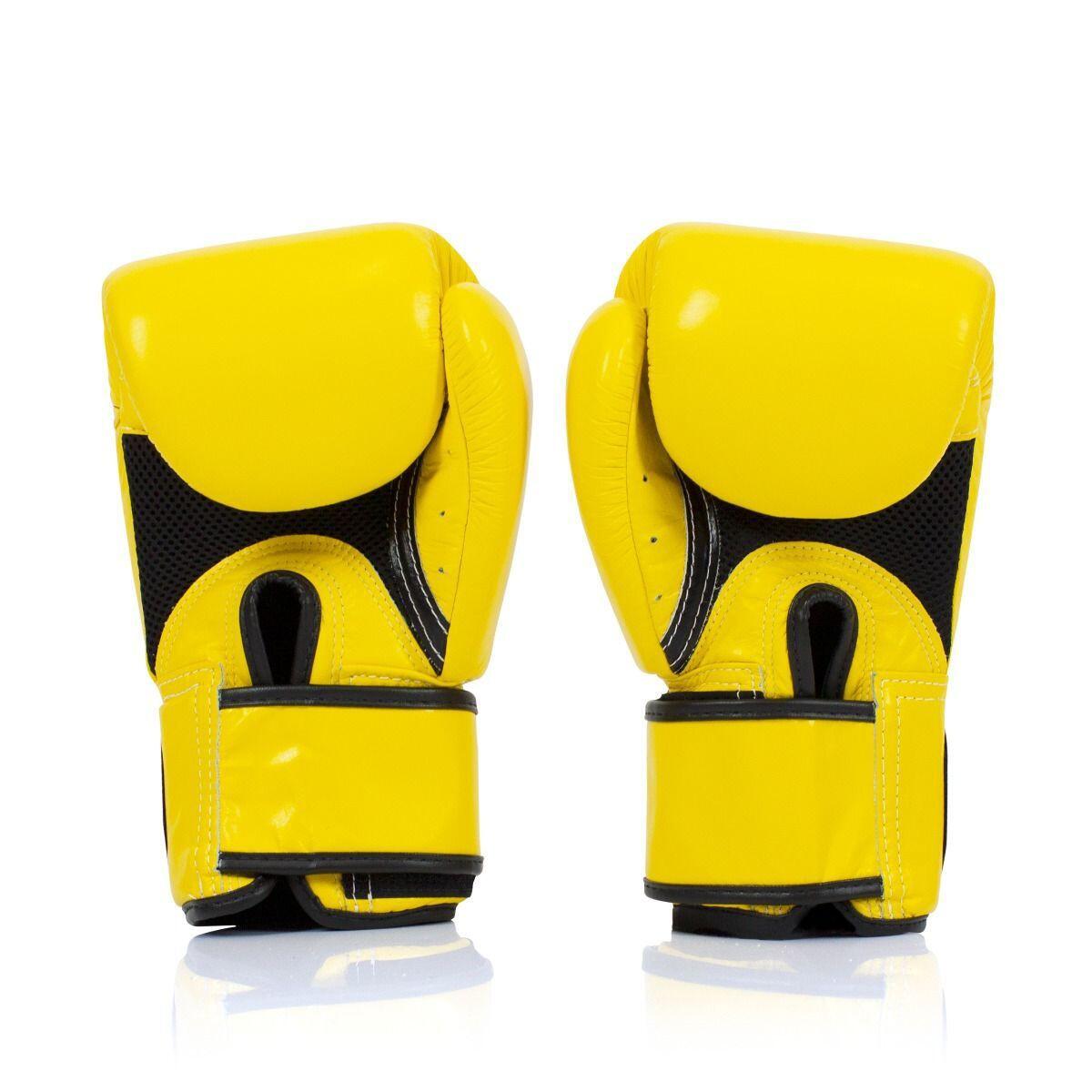 Rękawice Bokserskie ze skóry naturalnej Fairtex BGV1 Breathable Żółte 10oz 3/4