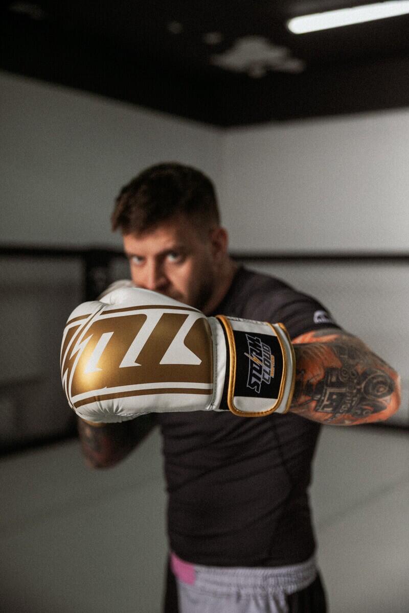 Rękawice bokserskie StormCloud Bolt 2 Białe/Złote 14oz 2/7