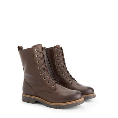 Ranelva Damen - Schnürboots - Wolle gefüttert - Dunkelbraun
