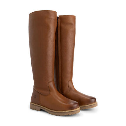 Dyreborg Femmes - Bottes hautes - Doublées de laine - Cognac