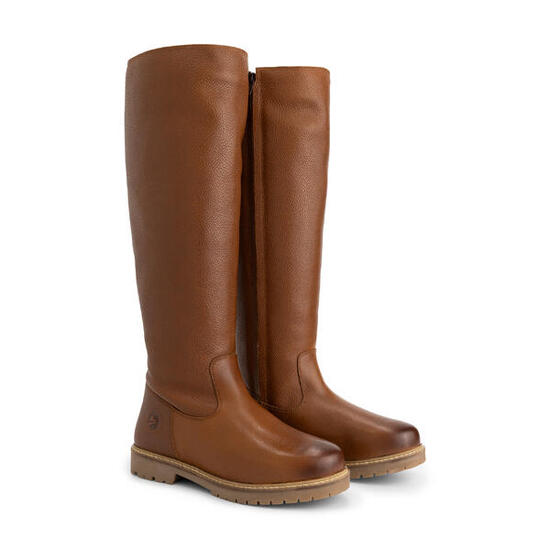 Dyreborg Femmes - Bottes hautes - Doublées de laine - Cognac
