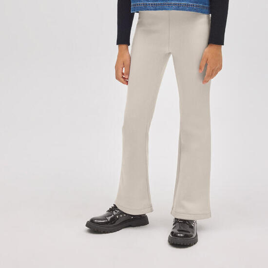 Pantalon thermique évasé effet cuir ivoire pour fille