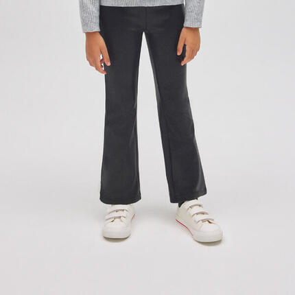 Pantalon thermique évasé noir effet cuir pour fille